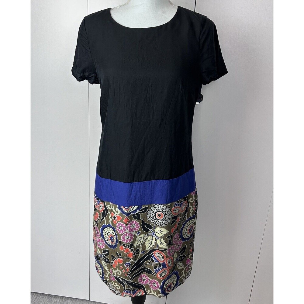 Women's Boden Brompton Silk Blend Color Block Floral Cap Sleeve Dress US 6R